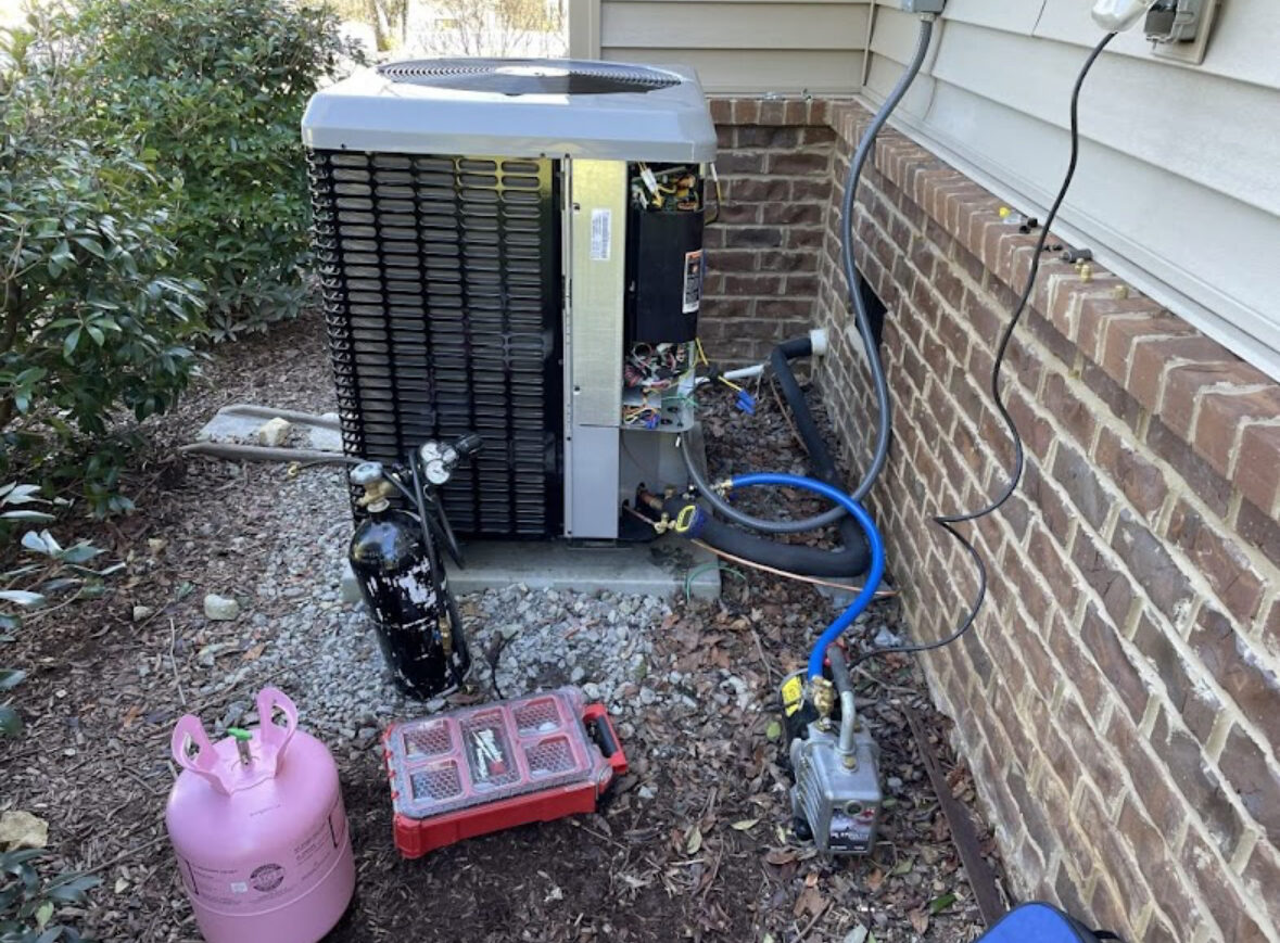 Central air conditioner installation and refrigerant charge in Whitby Ontario residential home by MS Heating and Cooling